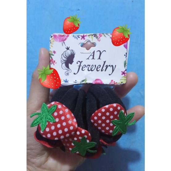 ikat rambut strobery 6pcs