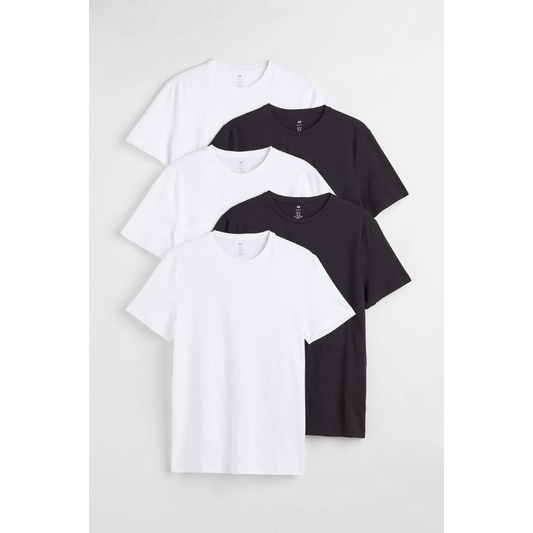 Tshirt Hnm Basic Regular Fit Kaos Polos Hitam Putih