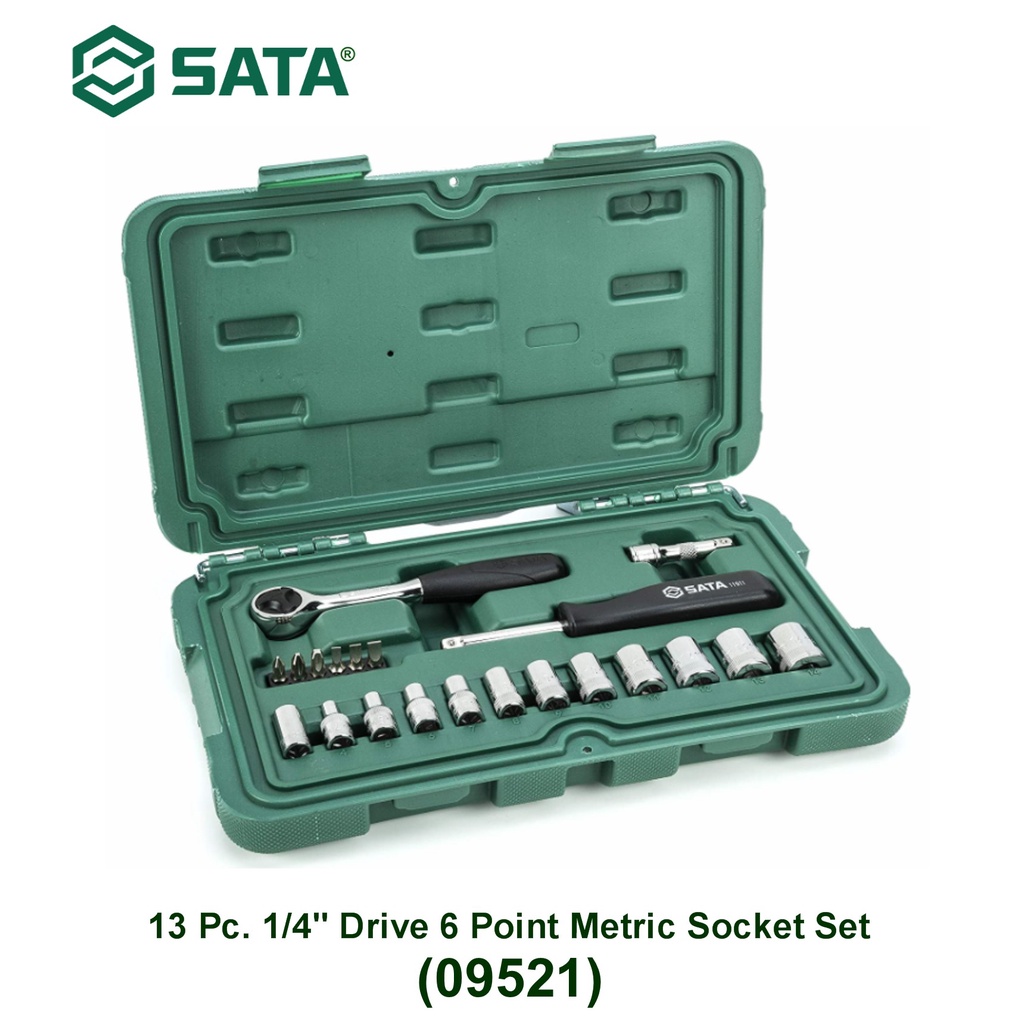 SATA 09521 SOCKET SET 13PC 1/4" DR SOCKET SET METRIC SATA