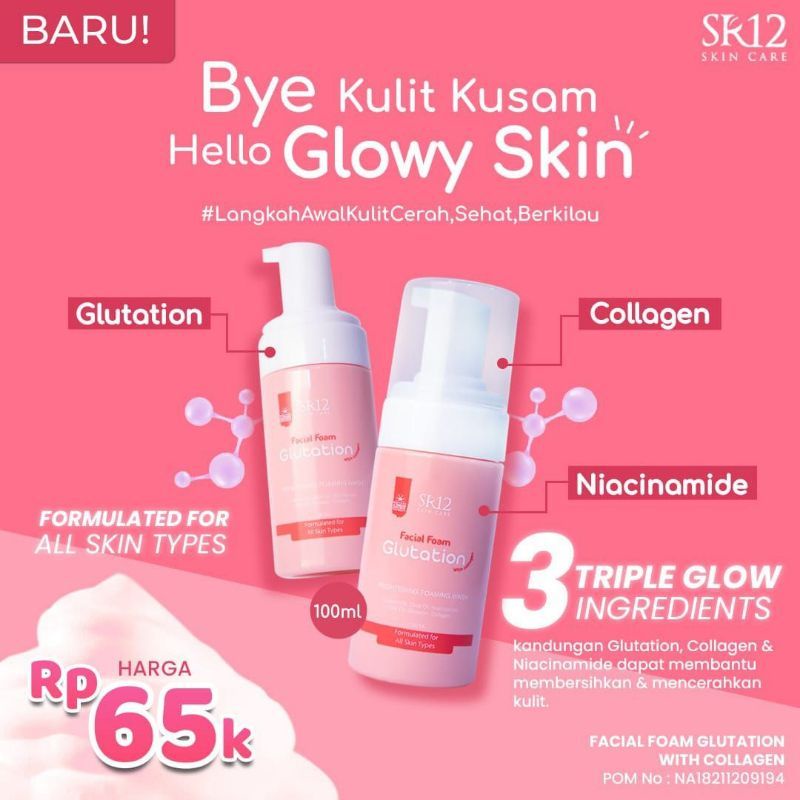 Facial foam glutation whit collagen sr12