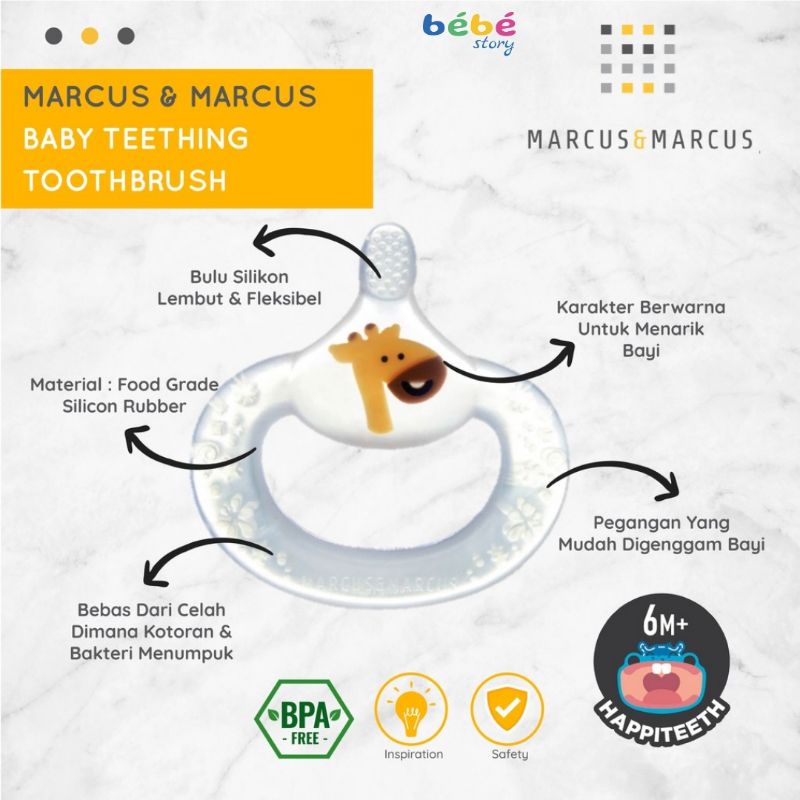 MARCUS & MARCUS BABY TEETHING TOOTHBRUSH - GIRAFFE YELLOW