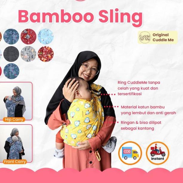 Bamboo Sling / Ring Sling Cuddleme | Gendongan Stylish Comfortable - Solid-Latte