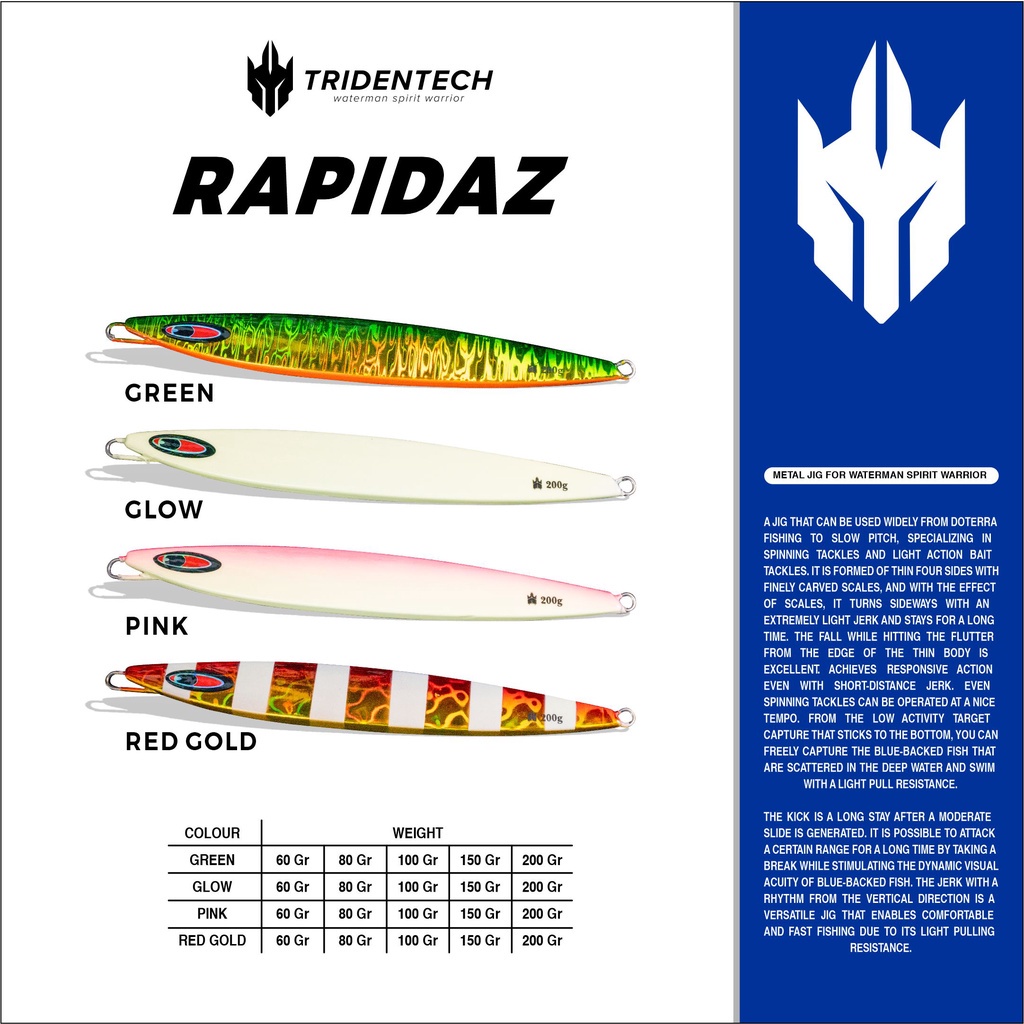 Metal Jig 80 Gram Tridentech Rapidaz