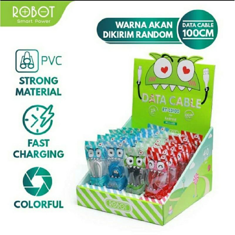 (GAC) Kabel Data Micro USB Robot Fast Charging RT CD100 Candy Pack 2A Original