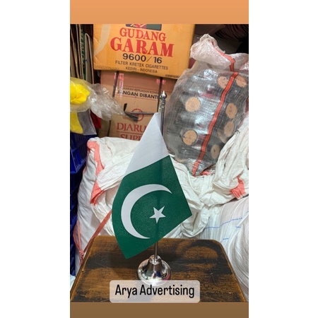 bendera negara PAKISTAN+tiang stainless meja
