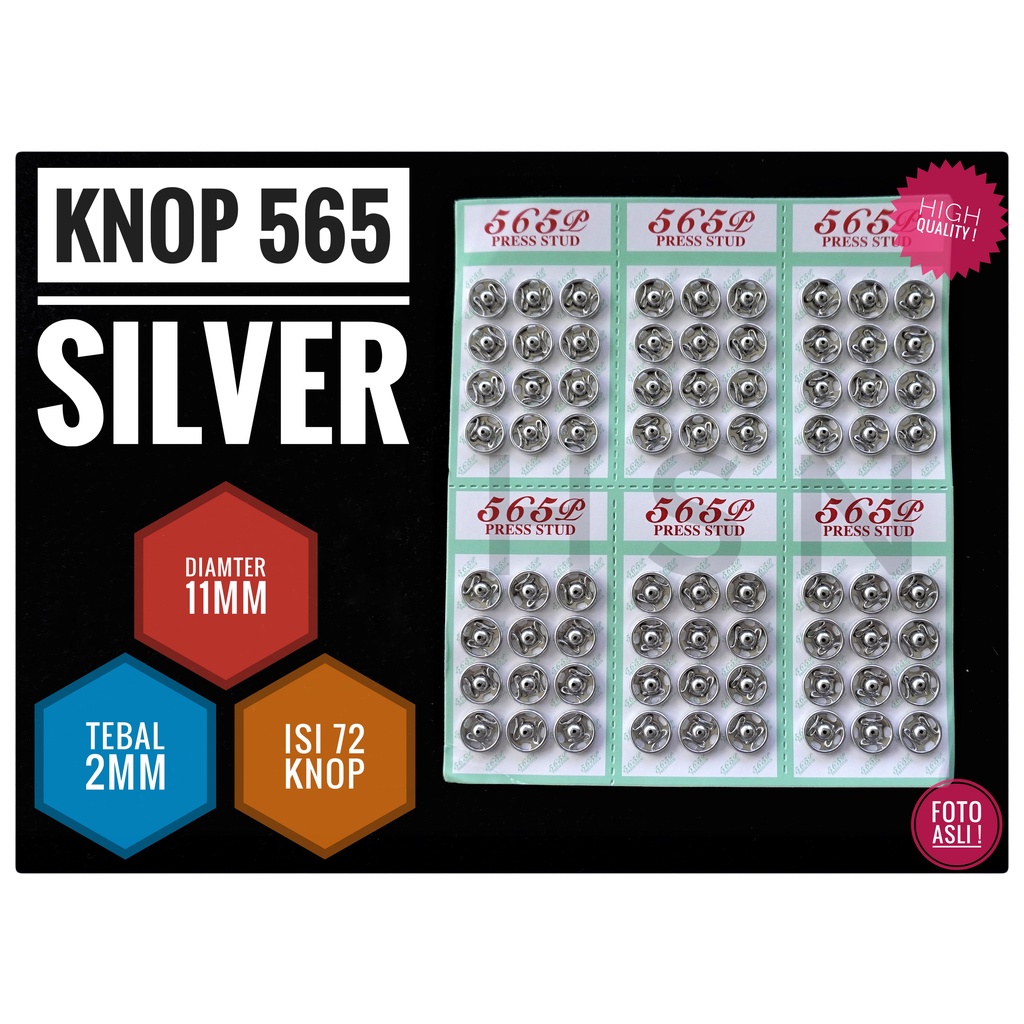 kancing knop 565 silver 11mm