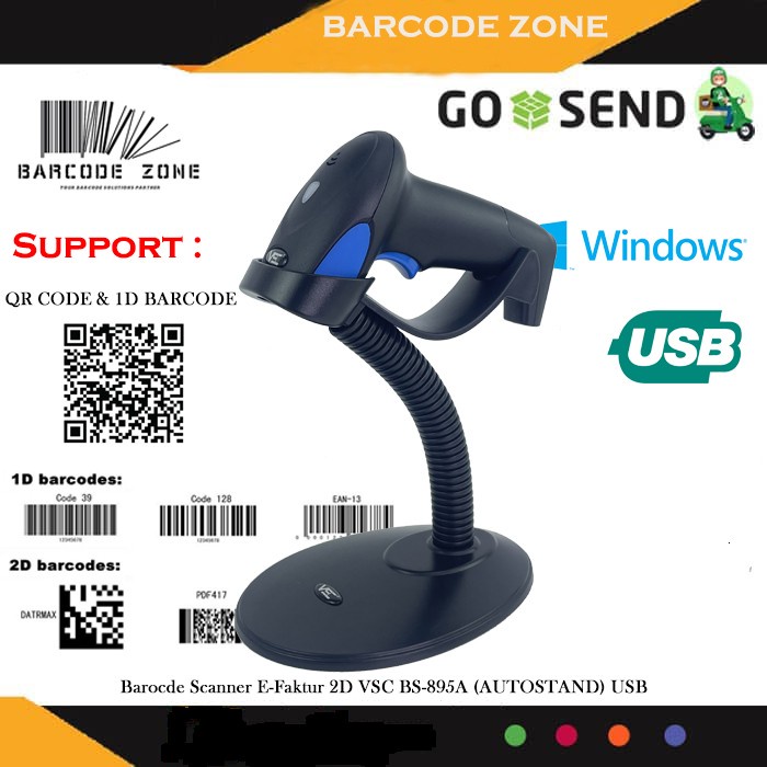 2D Barcode Scanner E-Faktur Vsc Bs-895A (Qr Code-Efaktur) Auto Stand