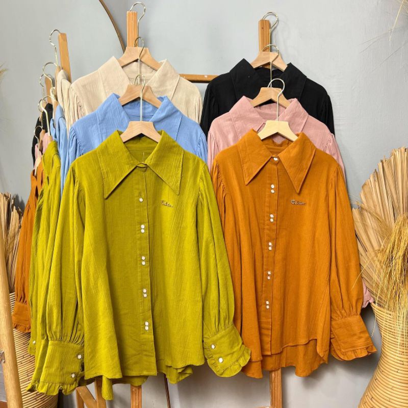 BLOUSE POLOS CANTIK KANCING DOUBLE
