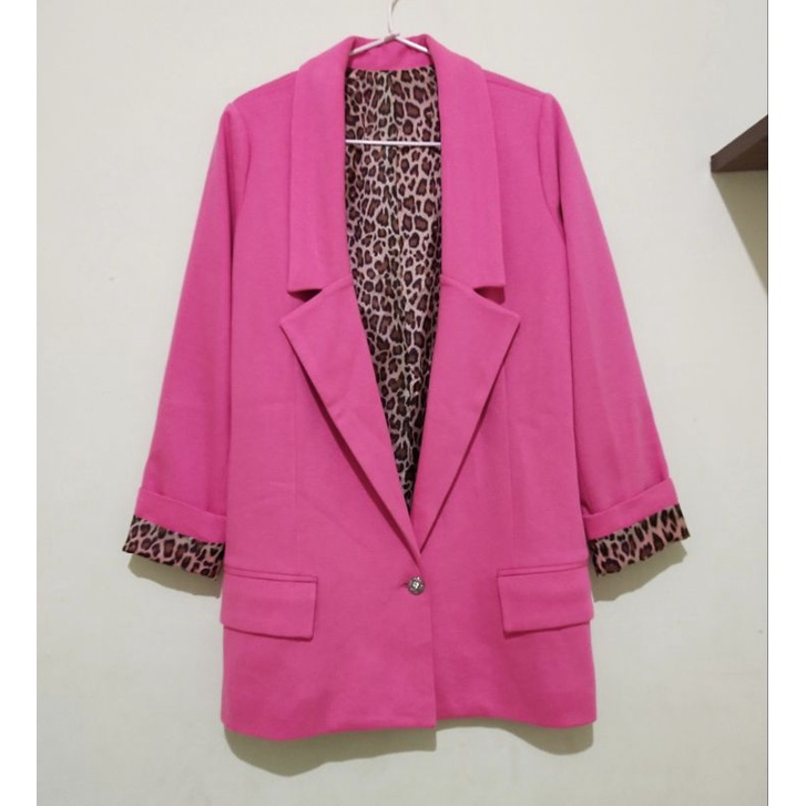 preloved blazer pink electrik leopard