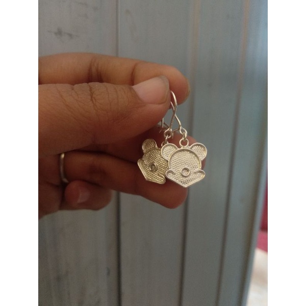 anting kepala micke perak asli