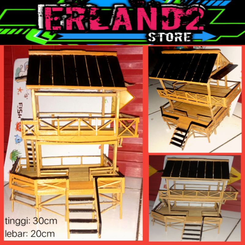 miniatur saung bambu tingkat