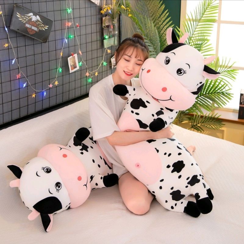 Boneka Guling Sapi 80 cmBahan Plush Inport Boneka Sapi Murah Boneka Sapi Lucu Boneka Sapi Terbaru