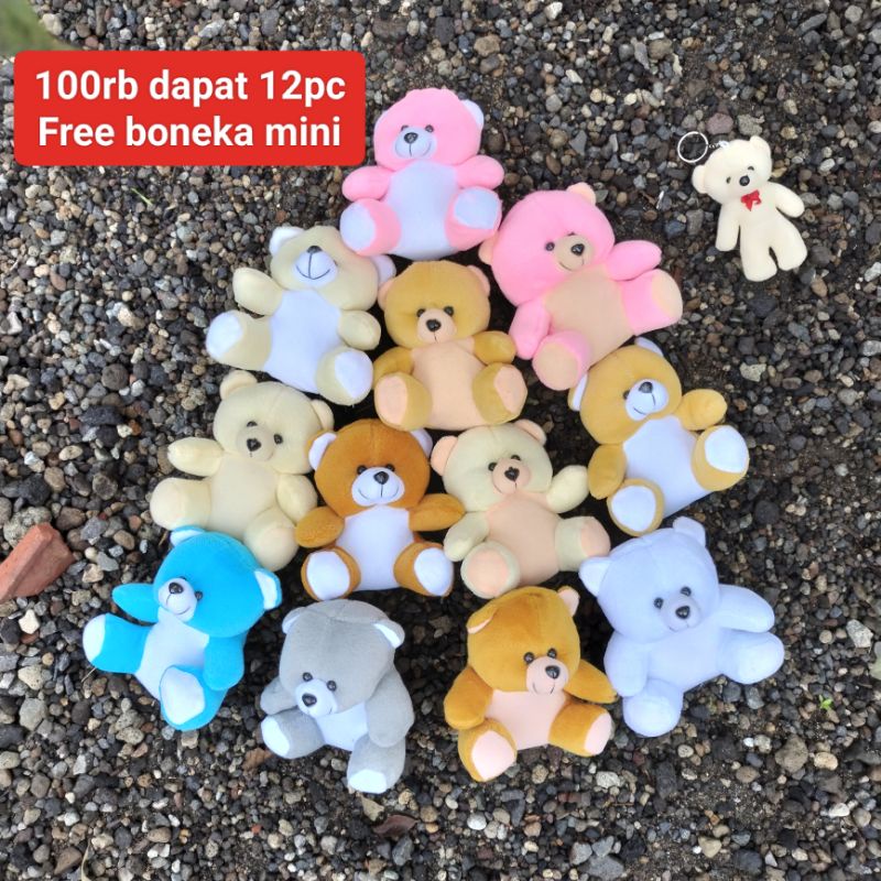 Paket hemat 12pc boneka free Teddy mini