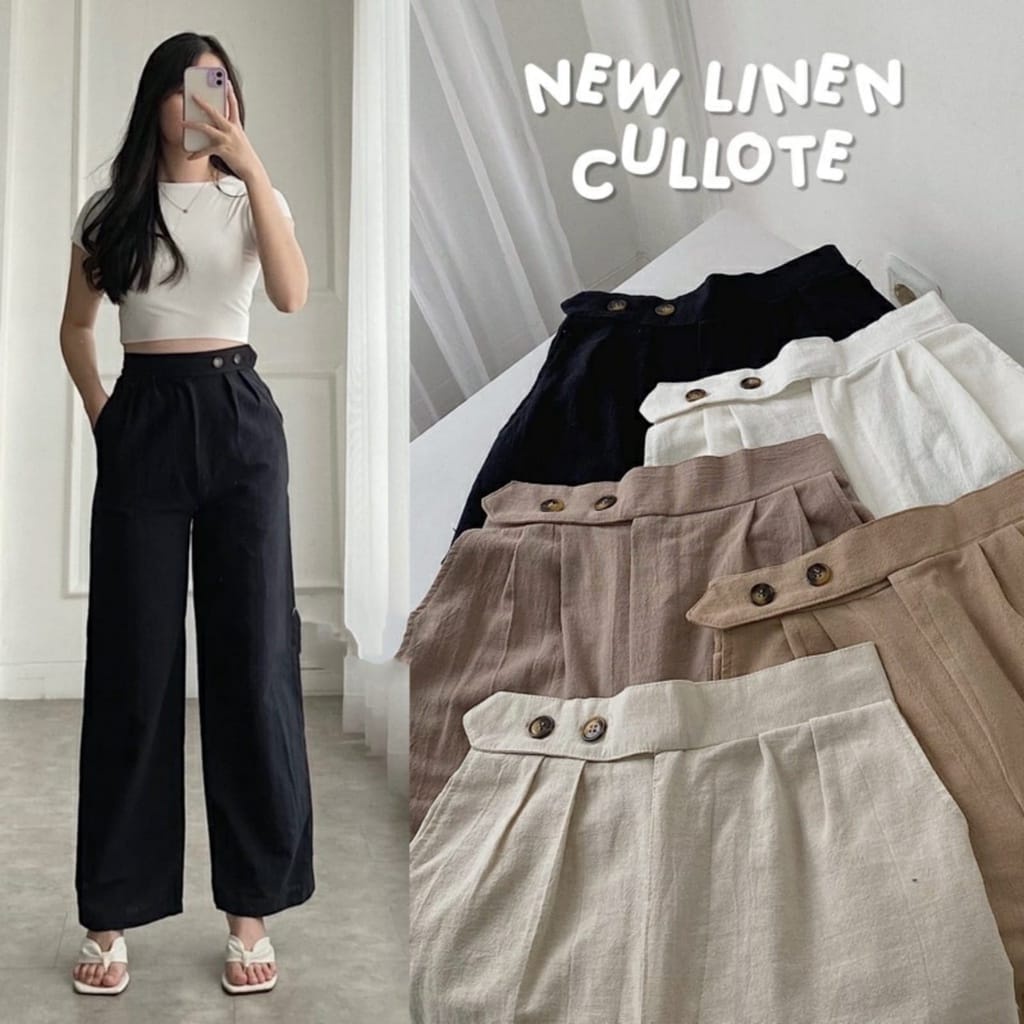 Celana SIDE BUTTON wanita / Celana kancing dua samping side button