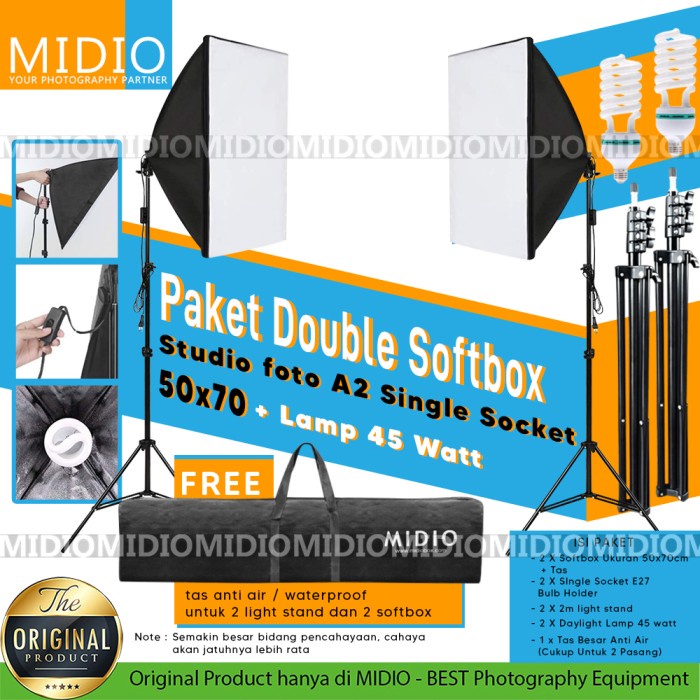 Fok Paket Double Softbox Studio Foto A2 Single Socket