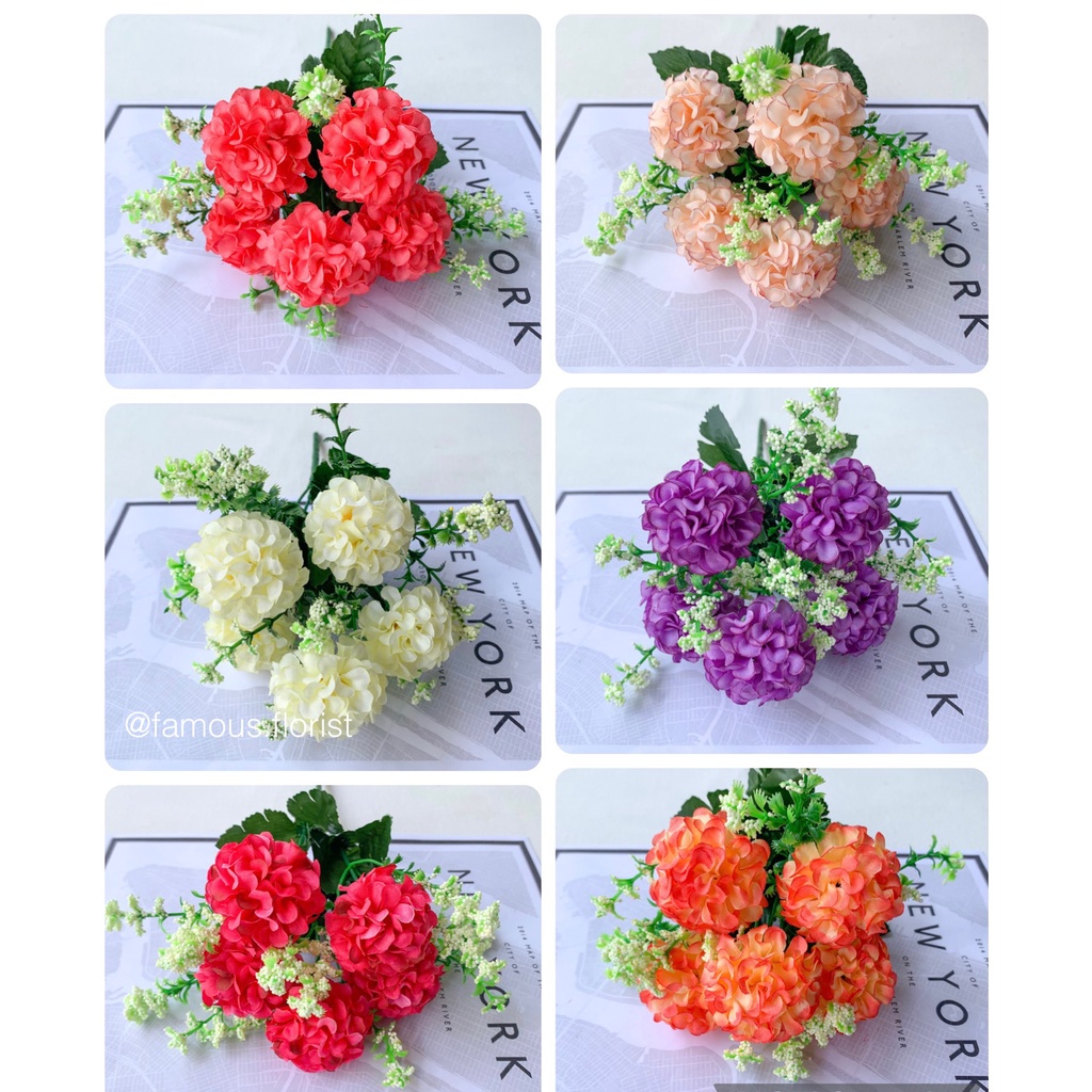 Bunga pompom bola mini artifisial