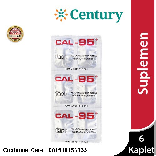 Cal-95 6 Kaplet/Suplemen Kesehatan Tulang/Kalsium
