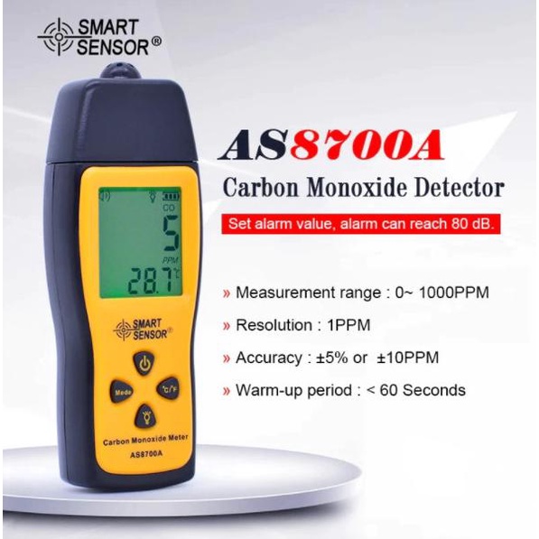 SMARTSENSOR Carbon Monoxide Analyzer Detector Karbon Monoksida AS8700A