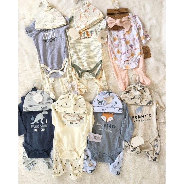 long sleeve bodysuit + hat NB-9M