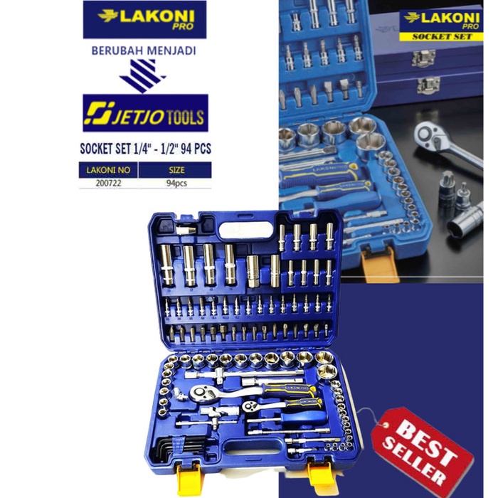 Socket Set 1/4" - 1/2" 94 Pcs Lakoni Pro / Jetjo Tools 200722
