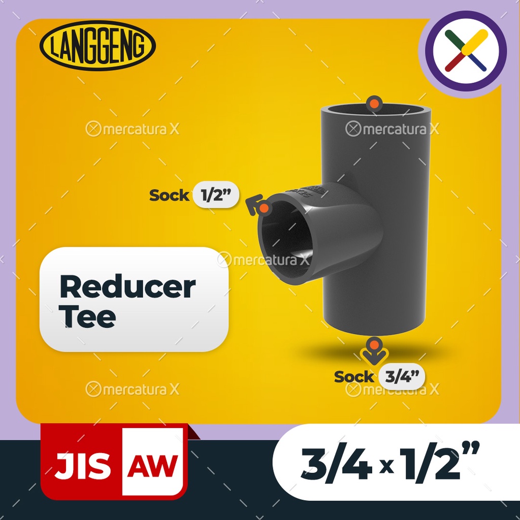 Reducer Tee JIS-AW 3/4x1/2" - Fitting PVC