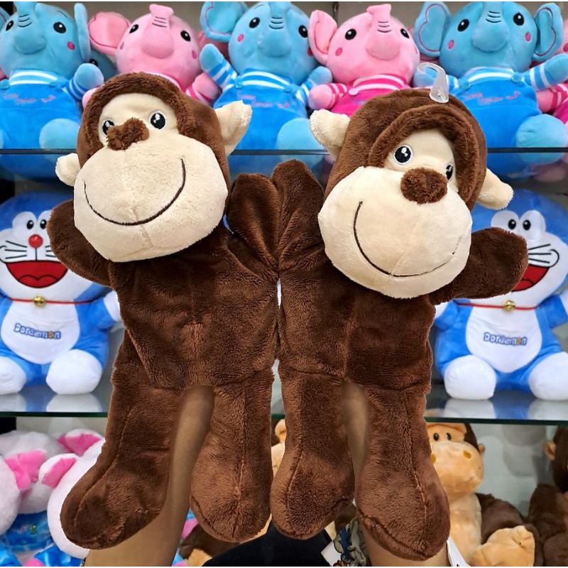 Hand puppet boneka tangan monyet sapi leopard anjing halus SNI