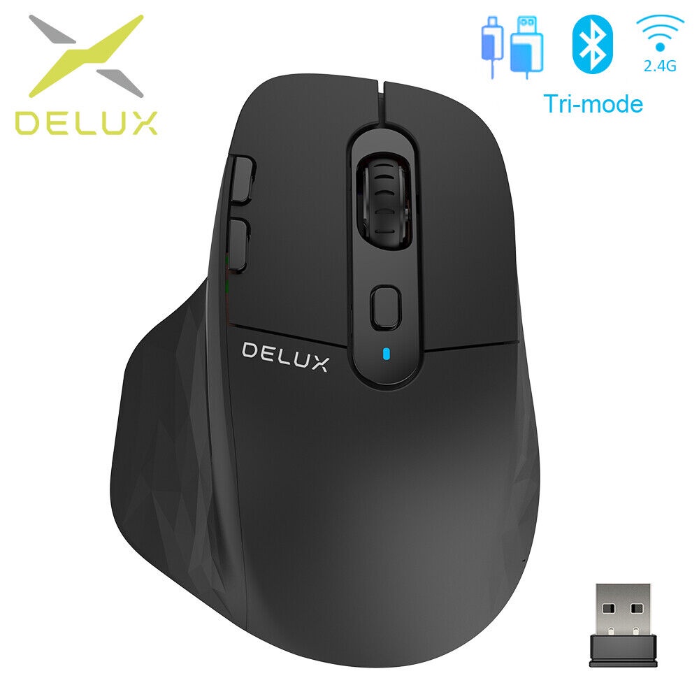 Delux M912 Bluetooth Wireless Mouse Ergonomic 3 Mode With OLED Screen