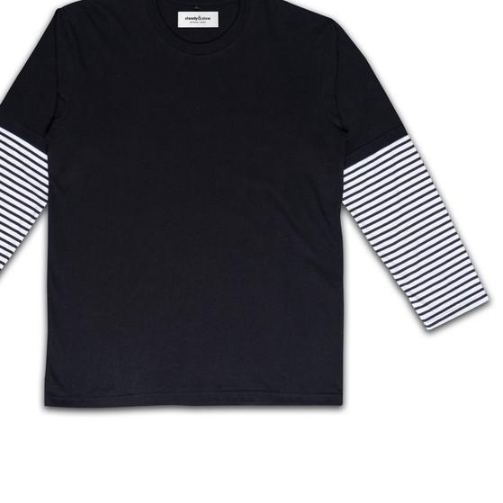✧ Kurt Black Stripe Cotton Combed 24S ☟