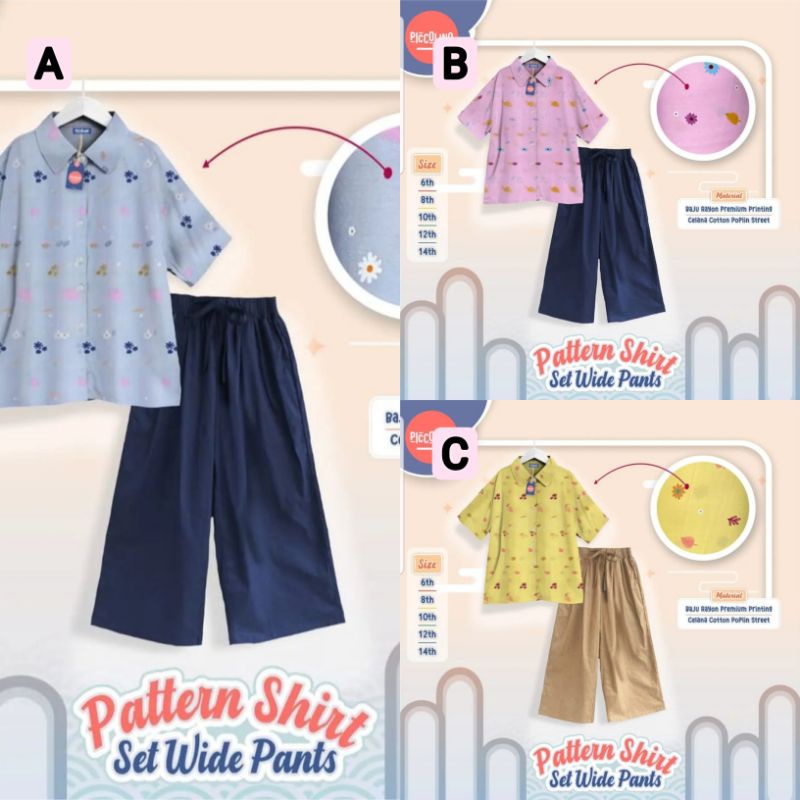 Pattern Shirt set widePants