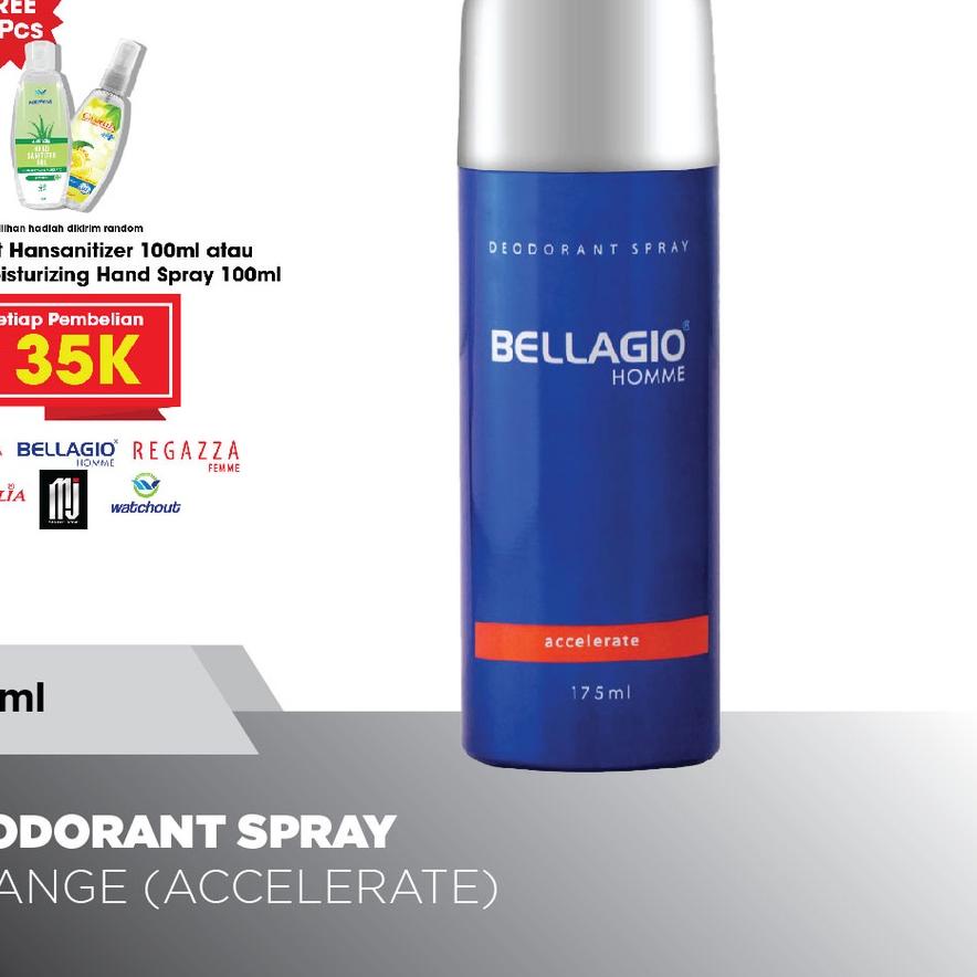 ♨ Bellagio Deodorant Spray Accelerate (Orange, 175ml) ☆