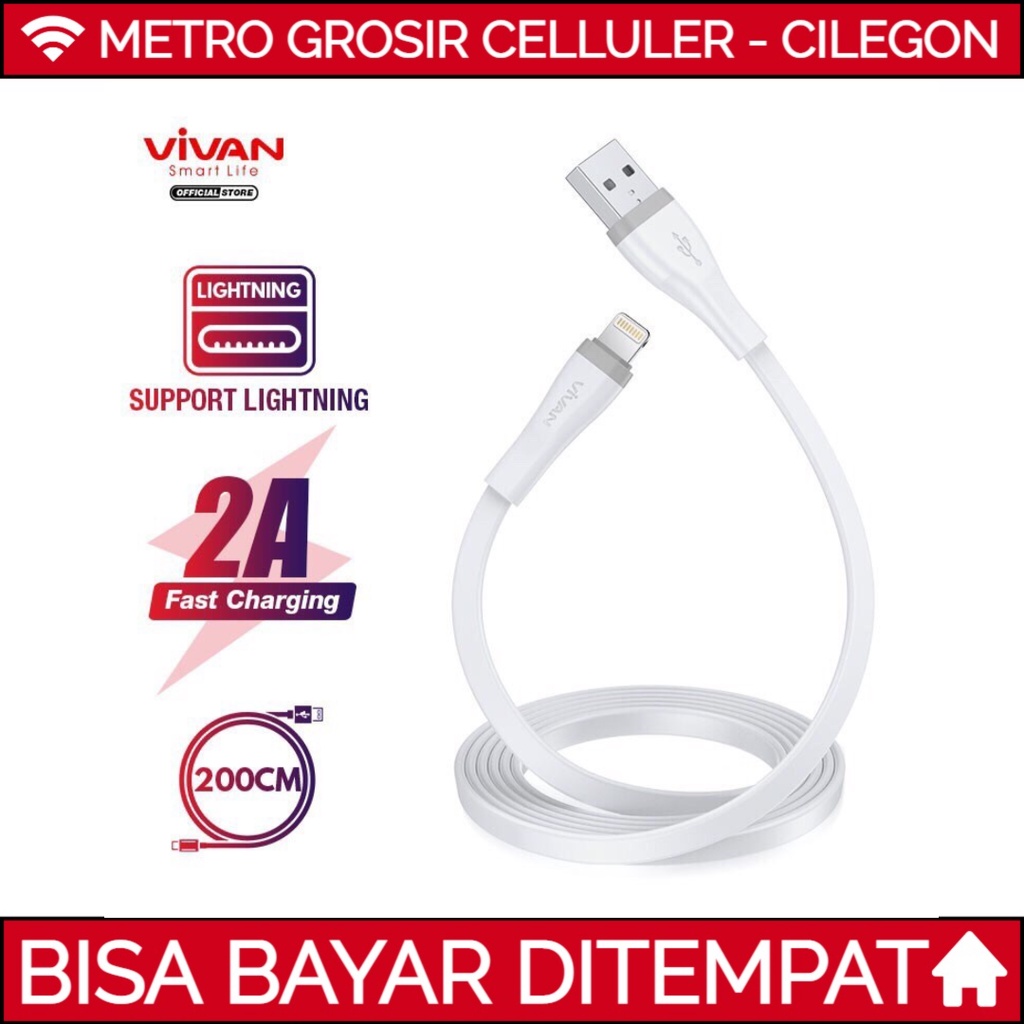 VIVAN SL200S Kabel Data Cable 2 Meter Iphone Lightning 2A 2m Original