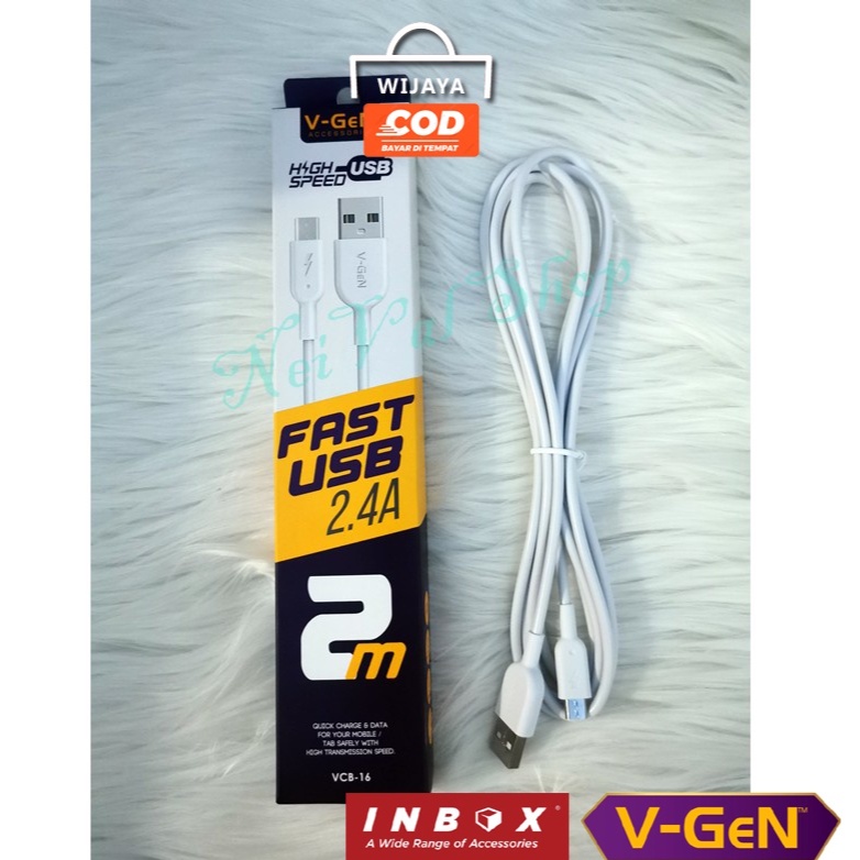 Kabel Data V-gen VCB-16 2M Micro USB Android QUICK Charging 2.4A ORIGINAL