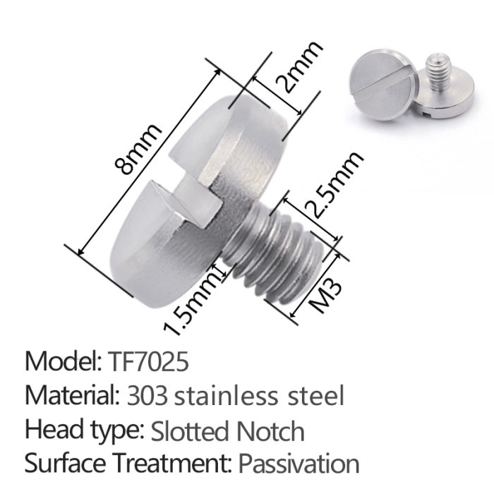 M3 slotted quick-release screw without ring TF7025 - 5 pcs per pack
