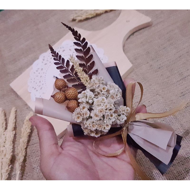 BUKET MINI BUNGA KERING RUSTIC DEKORASI KADO