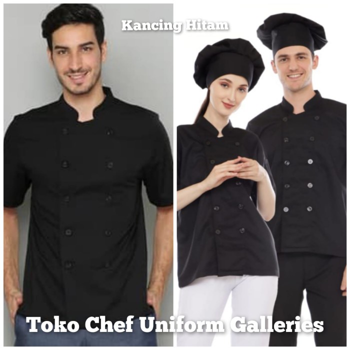 Baju Chef Kancing Hitam - S
