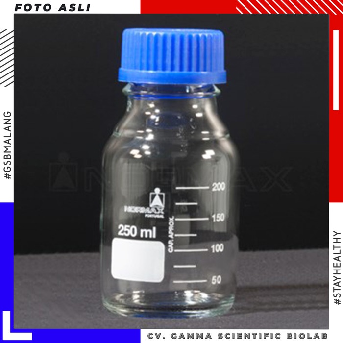 Laboratory bottle with blue screw cap - NORMAX