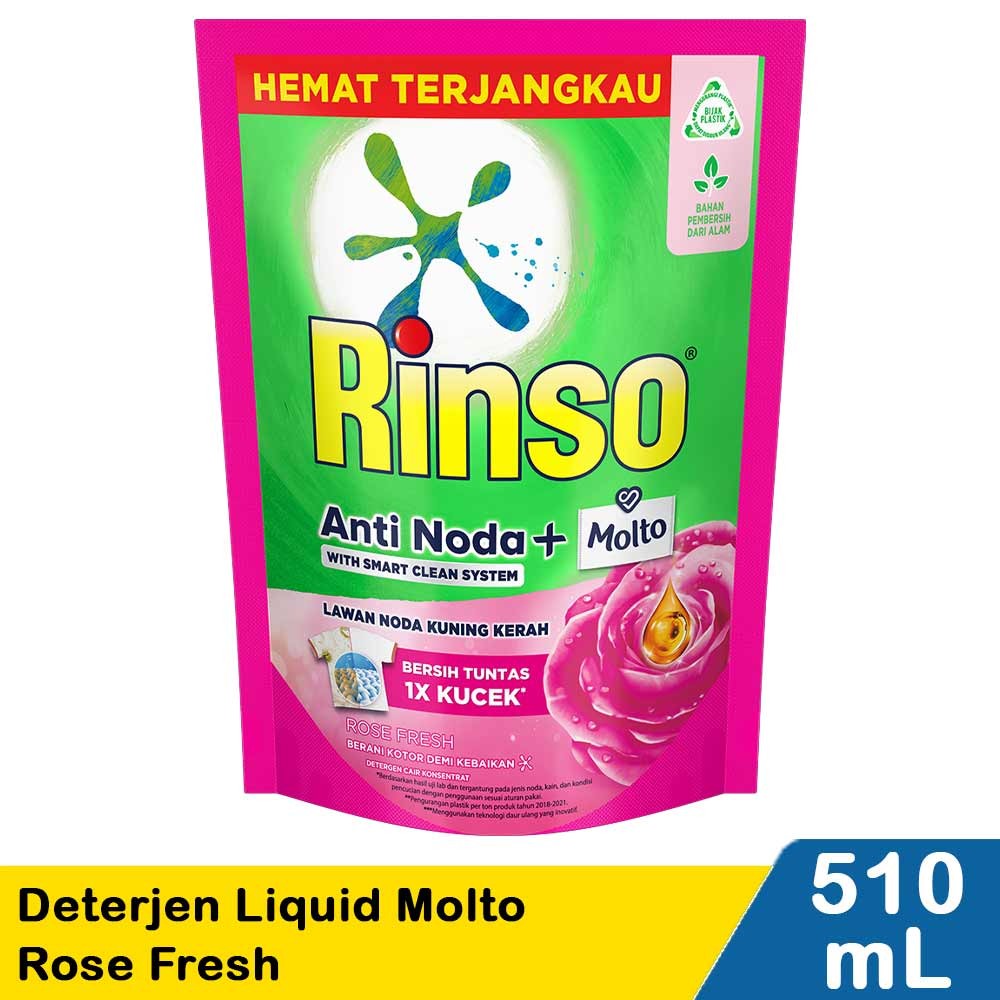 RINSO DETERJEN LIQUID   MOLTO ROSE FRESH 510mL