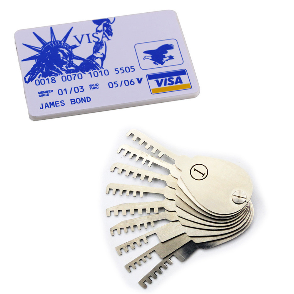 Utility Lockpick Tools Set for Beginner,9pcs Comb Lock Tools with 5pcs Mini James Card Tools