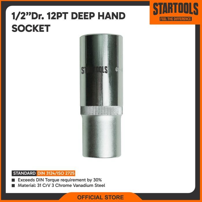 1/2″Dr. 12PT Deep Hand Socket 19mm