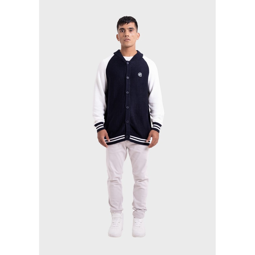 Greenlight Varsity Button Knit Cotton Navy H080123