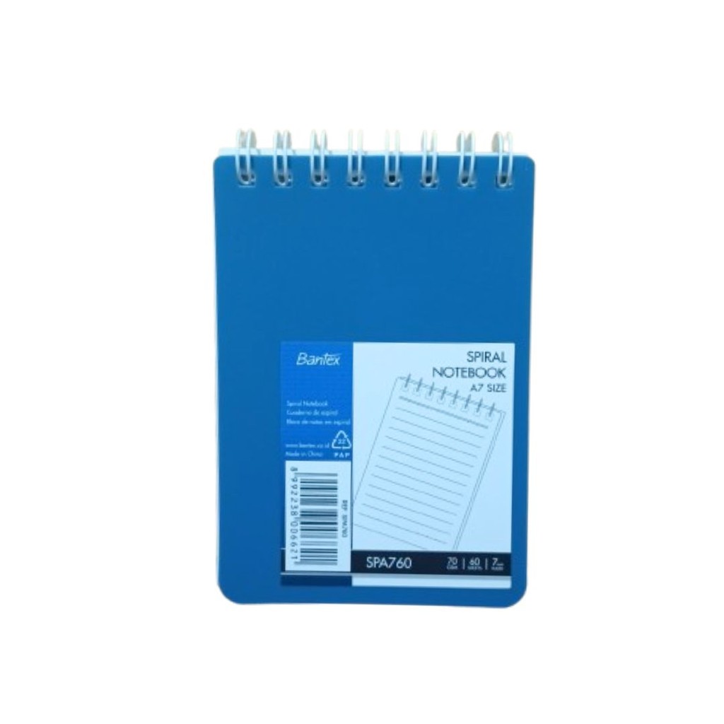 BANTEX SPIRAL NOTEBOOK A7 60SHEET 70GSM