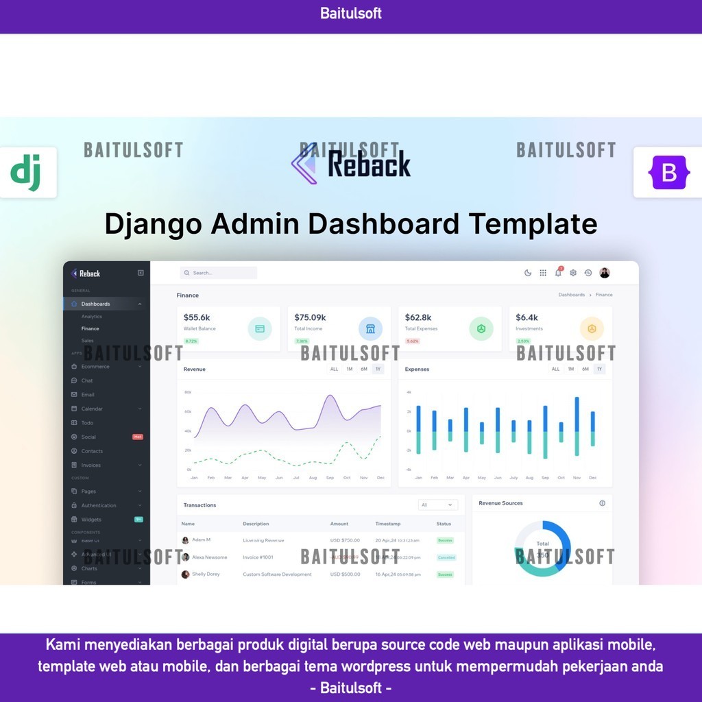 WEB TEMPLATE REBACK - DJANGO ADMIN & DASHBOARD TEMPLATE D2333 BAITULSOFT