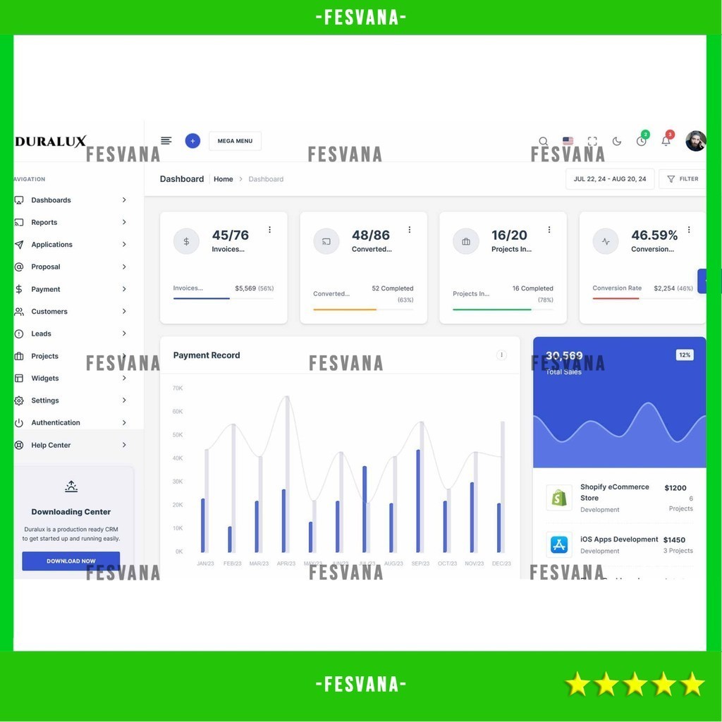 WEB TEMPLATE DURALUX - PHP ADMIN & DASHBOARD BOOTSTRAP TEMPLATE D2378 FESVANA