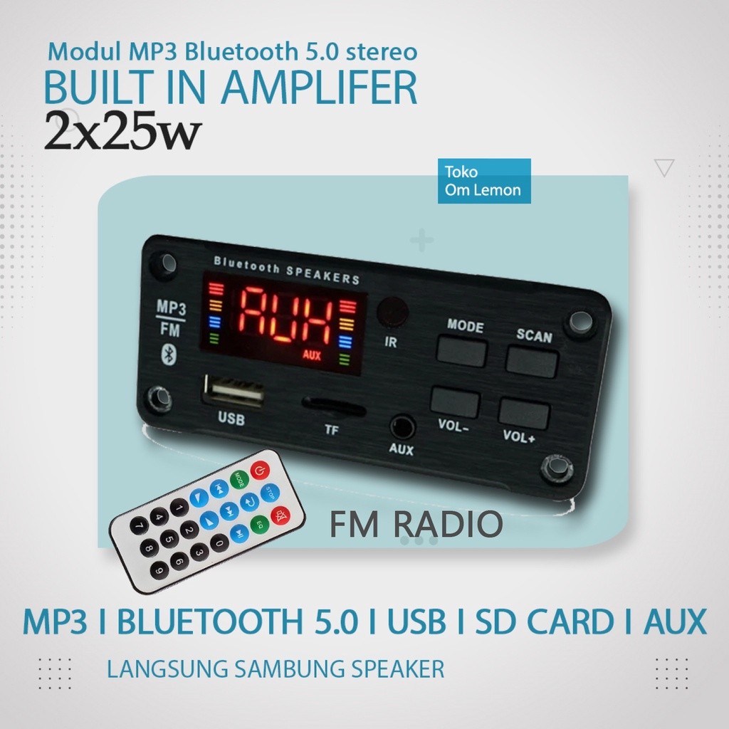 audiosby-MP3 modul bluetooth 12V dilengkapi amplifier 2x25wattCO