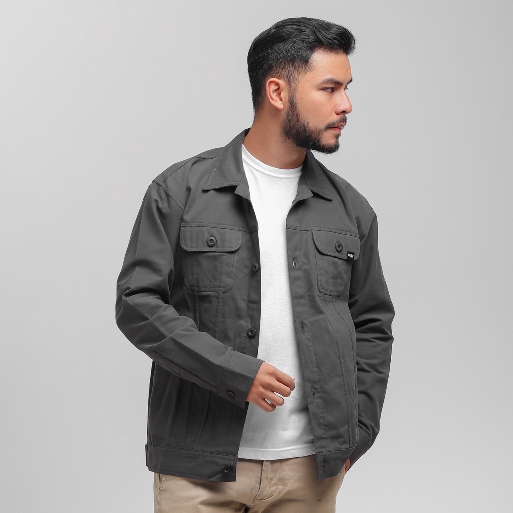 Jaket Worker Utility Canvas Grey