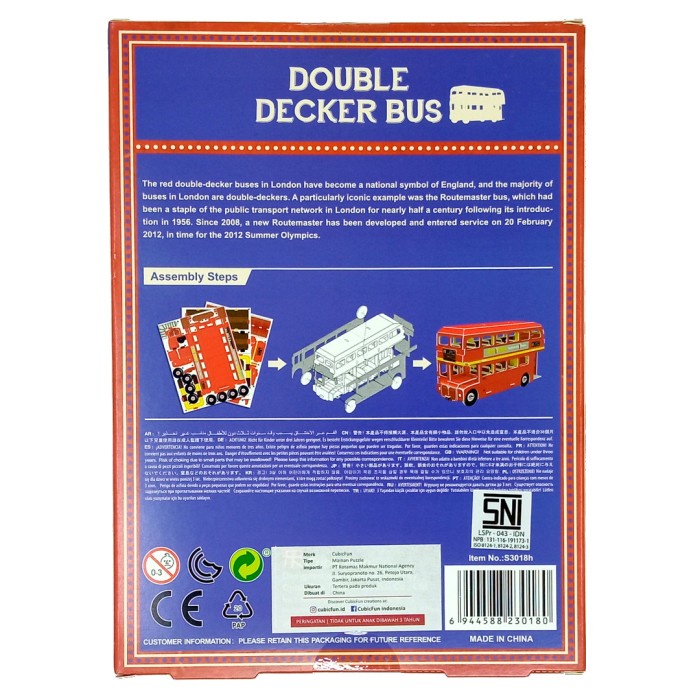 3D Puzzle Cubicfun Double Decker Bus Mini Mainan Anak