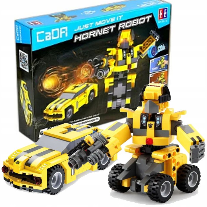 Double E CADA Bricks C52020W Hornet Robot 2-in-1 Pull Back Mainan Balok