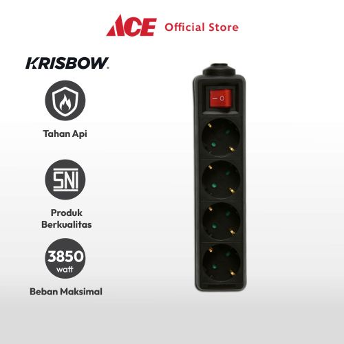 Krisbow Stop Kontak 4 Socket - Hitam