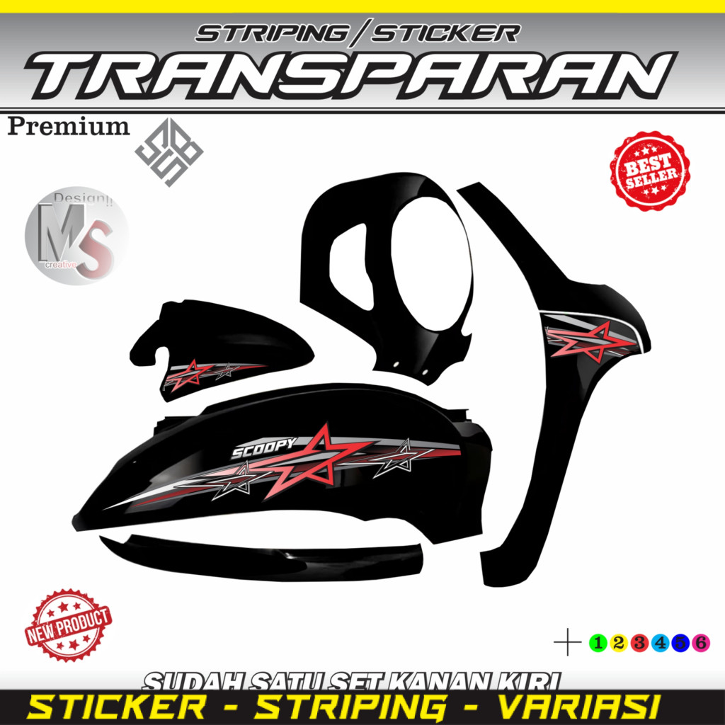 COD / STIKER TRANSPARAN UV SCOOPY BINTANG SIMPLE COD Y2