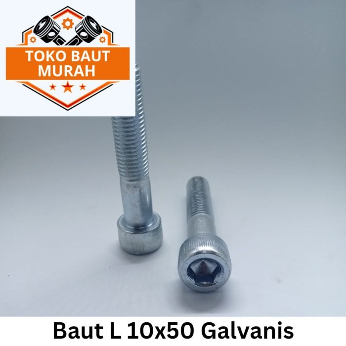 Baut L M10x50 putih galvanis